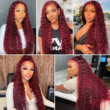 99J Burgundy Bundles Human Hair Deep Wave Bundles Human Hair Red Color Brazilian Hair 1/3 Bundles Virgin Hair Extensions 100G