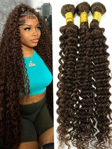Deep Wave Bundles Human Hair 1/3/4 Bundles Brazilian Raw Hair Weave 1/3/4 Chocolate Brown Curly Bundles Hair Extensions