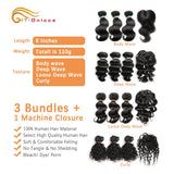Deep Wave Bundles Short Natural Human Hair Extension 8 10 12 Inch Kinky Curly Loose Deep Peruvian Hair Bundles and Closure