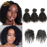 Deep Wave Bundles Short Natural Human Hair Extension 8 10 12 Inch Kinky Curly Loose Deep Peruvian Hair Bundles and Closure