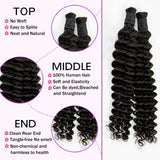 Natural Human Braiding Hair 26 28 Inch Deep Water Wave Bulk Human Hair for Boho Braids No Weft 16A Virgin Curly Hair Extensions