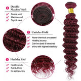 99j Burgundy Deep Wave Bundles Colored Human Hair Bundles Weaves 1/3/4 Pcs Brazilian Remy Hair Extension Curly Hair Bundles