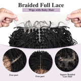 Short Curly Braids Bob Wig For Black Women Double Full Lace Front Curly Micro Box Braided Bob Wig with Baby Hair Pre Plucked