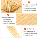 Blonde Human Hair Bundles 613 Deep Wave Bundles Brazilian Hair Weave Bundle 10-30 Inch Blonde Deep Wave Hair Extensions 50gram