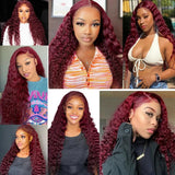 99j Burgundy Deep Wave Bundles Colored Human Hair Bundles Weaves 1/3/4 Pcs Brazilian Remy Hair Extension Curly Hair Bundles
