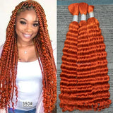 Wholesale 100% Deep Wave Human Hair Bulk for Boho Braids Raw Hair Extensions Deep Wave Bundles 12A Vietnamese Hair 30 inch