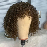 Bob Curly Human Hair Wigs with Bangs None Lace Front Human Hair Wigs for Black Women 200% Density 14 inch