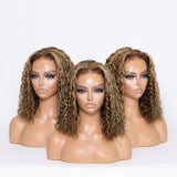#4/27 Highlight Glueless Wig Human Hair Deep Wave BOB Wig Ready To Go 7x5 Glueless Wigs for Women curly Wigs Pre Plucked Wigs - CN / 16inches / 6x4 Glueless Wig-|200 Density + #4/27 Highlight Glueless | Generated by Modelize