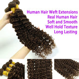 Deep Wave Bundles Human Hair 1/3/4 Bundles Brazilian Raw Hair Weave 1/3/4  Chocolate Brown Curly Bundles Hair Extensions