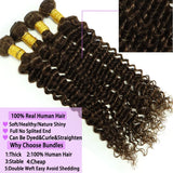 Deep Wave Bundles Human Hair 1/3/4 Bundles Brazilian Raw Hair Weave 1/3/4  Chocolate Brown Curly Bundles Hair Extensions