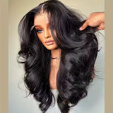 13x4 HD Lace Front Wig 300% Density Curly Body Wave Peruvian Human Hair, Pre-Plucked with Baby Hair Natural 13x6 Frontal Wig