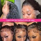 Curly Short Bob Wigs 13x4 Lace Frontal Wigs Brazilian Human Hair Deep Wave Bob Wig 200% Density Pre Plucked 4x4 Closure Lace Wig