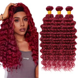 99J Burgundy Bundles Human Hair Deep Wave Bundles Human Hair Red Color Brazilian Hair 1/3 Bundles Virgin Hair Extensions 100G