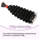 Bulk Human Hair for Boho Braiding Deep Wave Bulk for Boho Knotless Braids 100% Unprocessed Brazilian Virgin Hair Extensions
