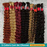 Bulk Human Hair for Boho Braiding Deep Wave Bulk for Boho Knotless Braids 100% Unprocessed Brazilian Virgin Hair Extensions