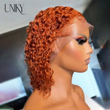 13x4 HD Lace Front Bob Wig for Women Deep Wave Short Remy Human Hair Ginger Orange Color Frontal Glueless Pre Plucked