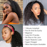 Kinky Curly Headband Wig Human Hair Curly Bob Wigs For Women 100% Real Hair Bobo Wigs Full Machine Made Wigs Natural Black Hair