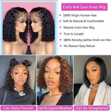 Curly Bob Wig Human Hair 100% 13x4 Lace Front Human Hair Wigs Pre Plucked Natural Black Deep Wave Short Bob Lace Frontal Wigs