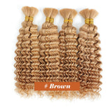 Human Braiding Hair Chocolate Brown 100g Deep Wave Bulk No Weft Human Hair Wigs Bundles for Curly Boho Braiding