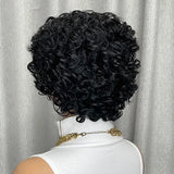 Kinky Curly Human Hair Wig Short Bob with Bangs for Black Women Machine Made Afro Curly Style Pre Plucked Natural Look Daily Wig