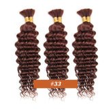 Human Braiding Hair Chocolate Brown 100g Deep Wave Bulk No Weft Human Hair Wigs Bundles for Curly Boho Braiding