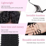 Deep Wave Crochet Human Hair Bundles Boho Braid Hair 100% Remy Pre-Separated Feather Invisible Crochet Hair Extensions For Women